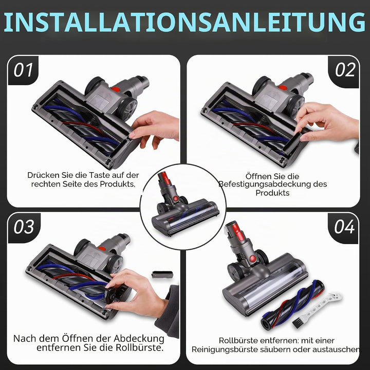 Lukvcoe Bürste Kompatibel für Dyson V7 V8 V10 V11 V15 Staubsauger, Direktantrieb Turbine Bodendüse E