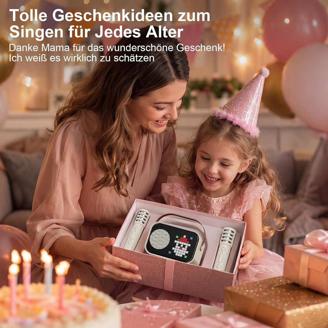 JYX Karaoke Anlage mit 2 Mikrofonen, Karaoke Maschine Kinder mit Professionellem Begleitmodus, Bluet