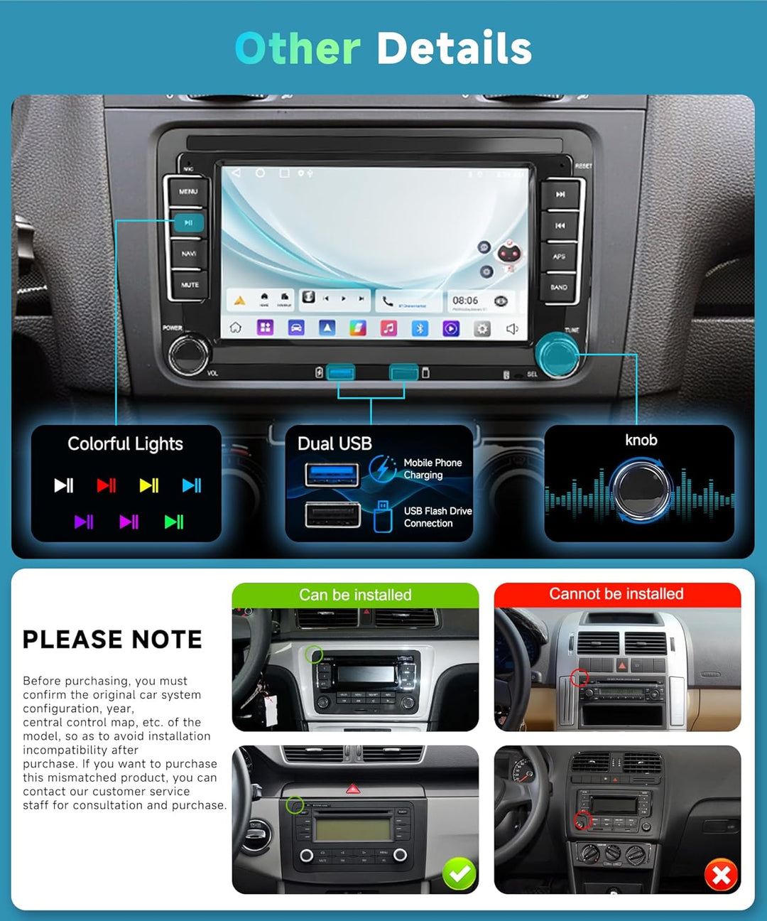 2G&64G 7" Android Autoradio Für VW Golf 5 6 Polo Passat Skoda Touran Tiguan Seat mit Carplay Android