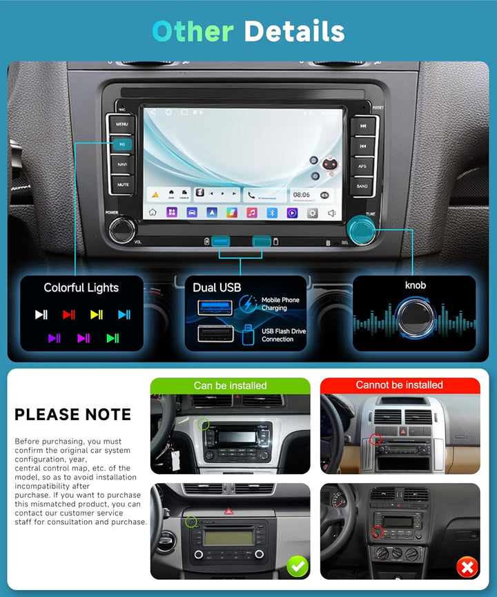 2G&64G 7" Android Autoradio Für VW Golf 5 6 Polo Passat Skoda Touran Tiguan Seat mit Carplay Android
