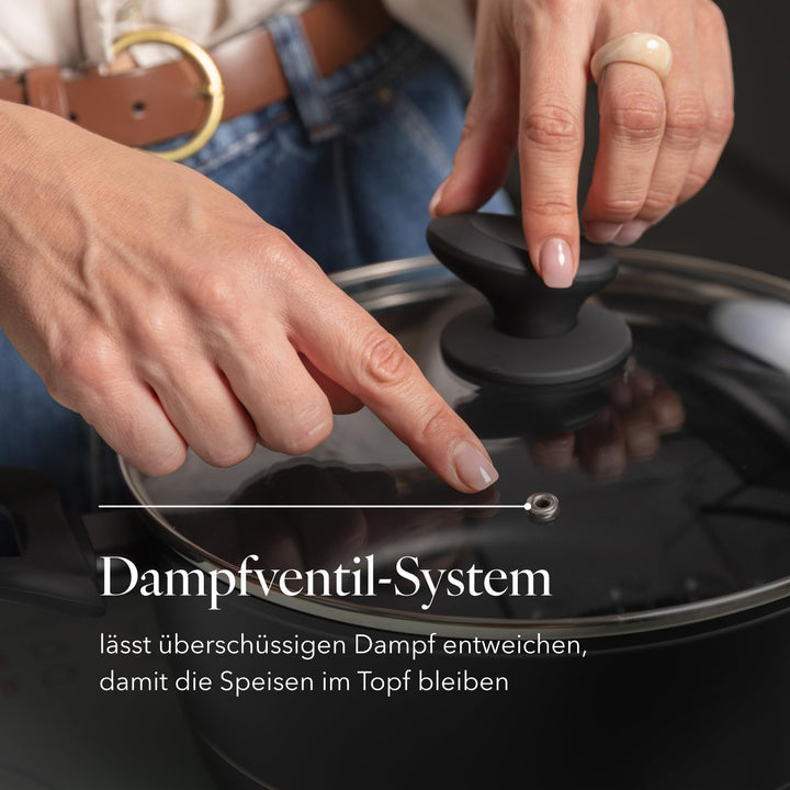 FLORINA Aluminium Topf (6,5 l) 28 cm I Kochtopf DELUX mit Glasdeckel I Messbecher & Antikratz-Beschi