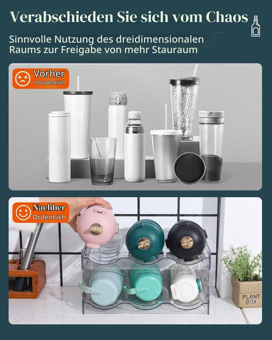 Flaschenhalter Kühlschrank Stapelbar 6 Flaschen - Effizienter Flaschen Organizer für Kühlschrank und
