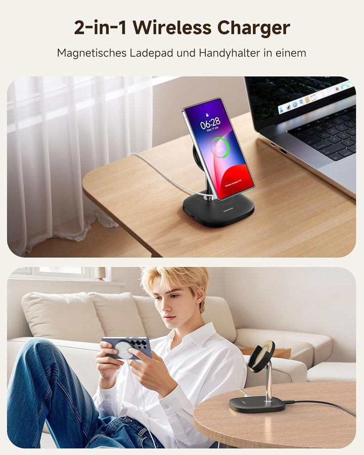 SwanScout Magnetisches Induktive Ladegerät für iPhone 17/Air/16/15/14/13/12, Ladeständer Ladestation