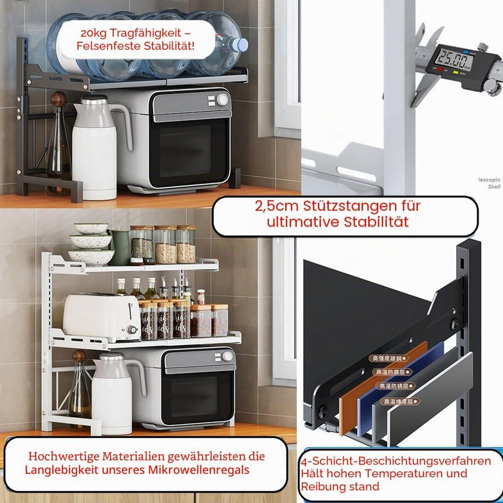 Mikrowellen-Regal, erweiterbar, Mikrowellen-Regal, Ständer, Küchentheke, Regal, Wandmontage, Desktop