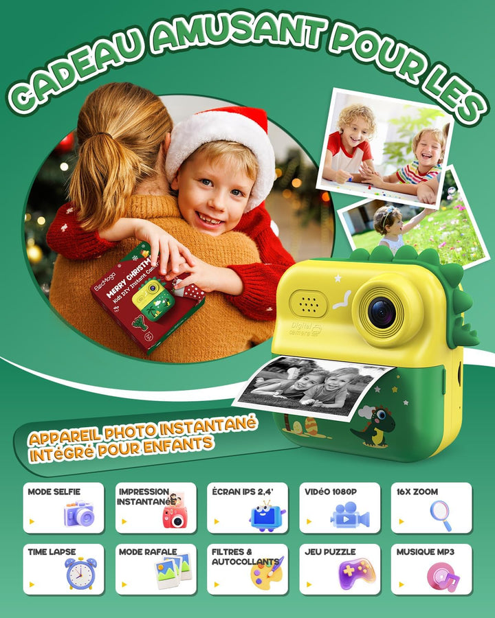 Sofortbildkamera Kinder, 48MP Kinderkamera 1080P HD 2,4 Zoll Bildschirm Digitalkamera mit 32GB Karte