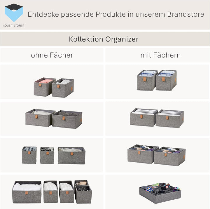 LOVE !T STORE !T Premium Home Storage | Schubladen Organizer Set 5 tlg. | 1x 30x30x15cm 2x 30x15x15c
