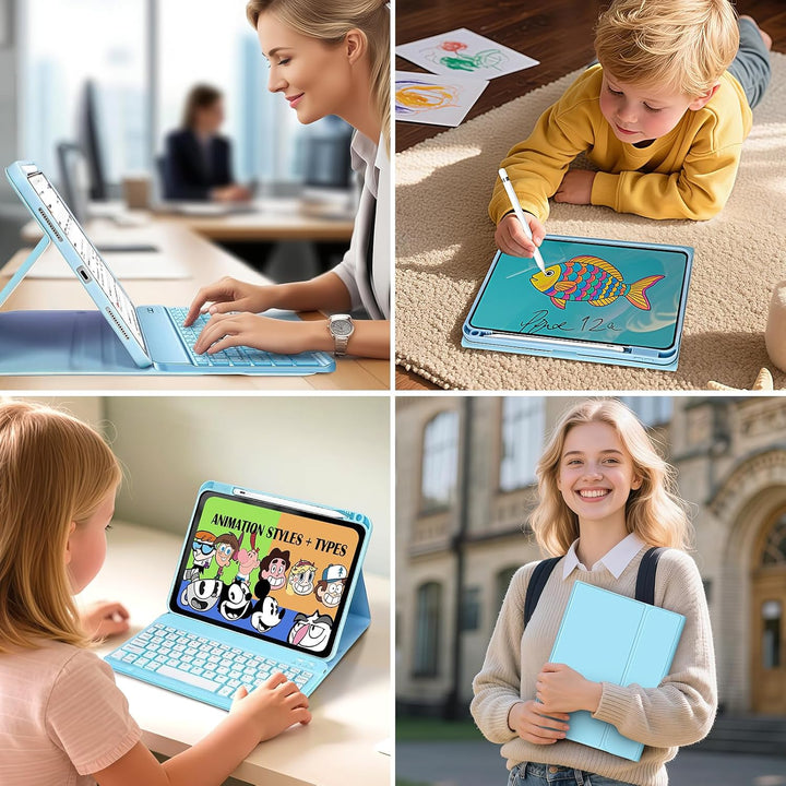 Hülle mit Tastatur für iPad Air 11 Zoll M4 2026/M3 2025/M2 2024, iPad Air 5 4 2022 2020 10,9 Zoll (2