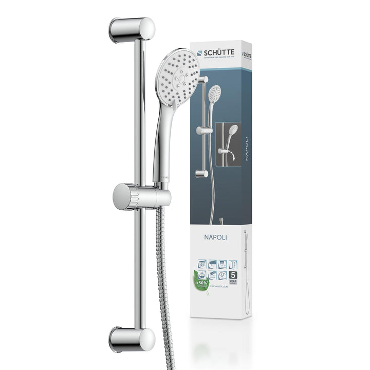SCHÜTTE 64830 Napoli Stangenbrauseset, Brausestange mit Duschkopf, Duschbrause, Brausegarnitur mit H