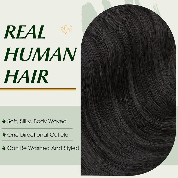 Elailite Haartressen Echthaar Schwarz Sew in Bündel Hair Extensions Tressen Haarverlängerungen Brasi