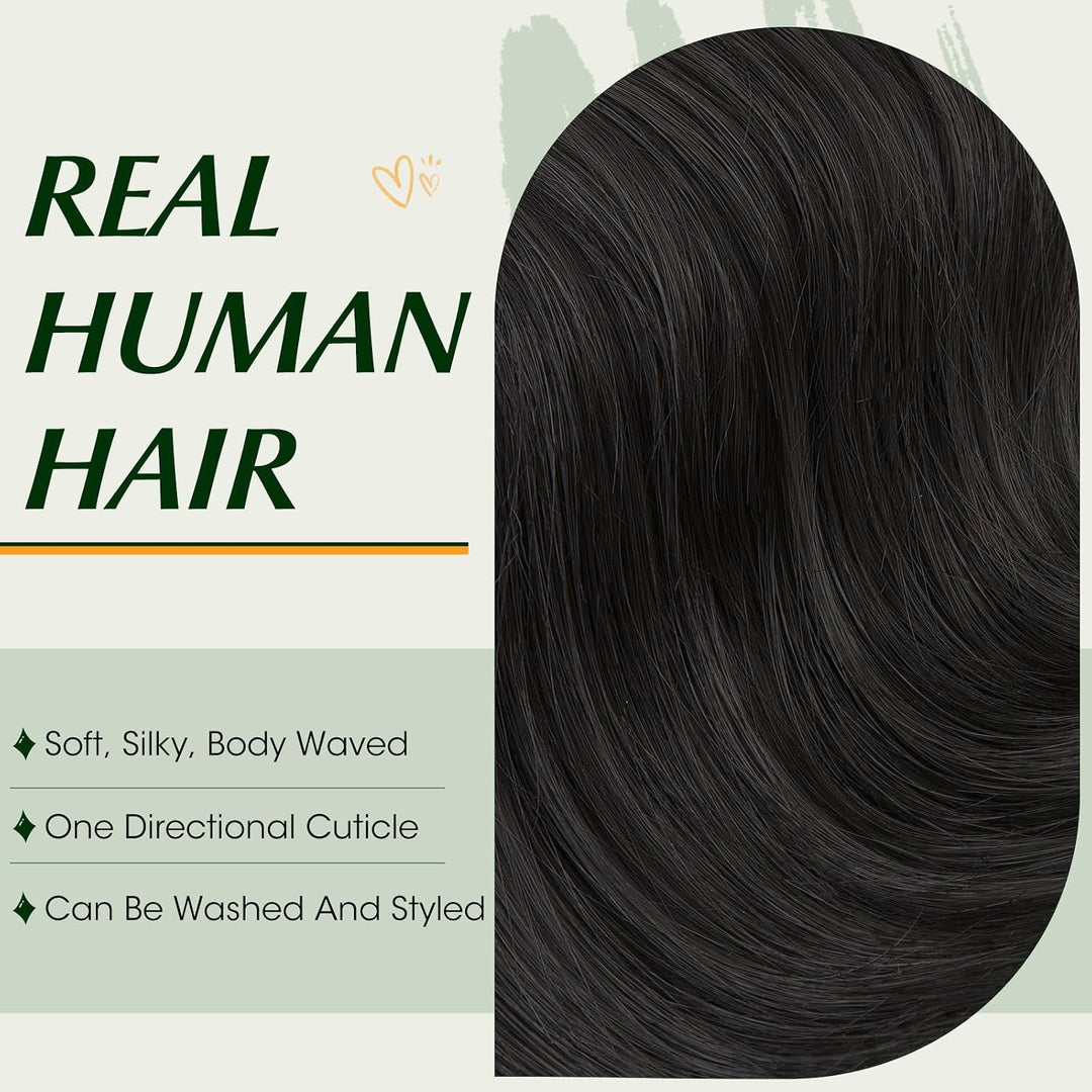 Elailite Haartressen Echthaar Schwarz Sew in Bündel Hair Extensions Tressen Haarverlängerungen Brasi