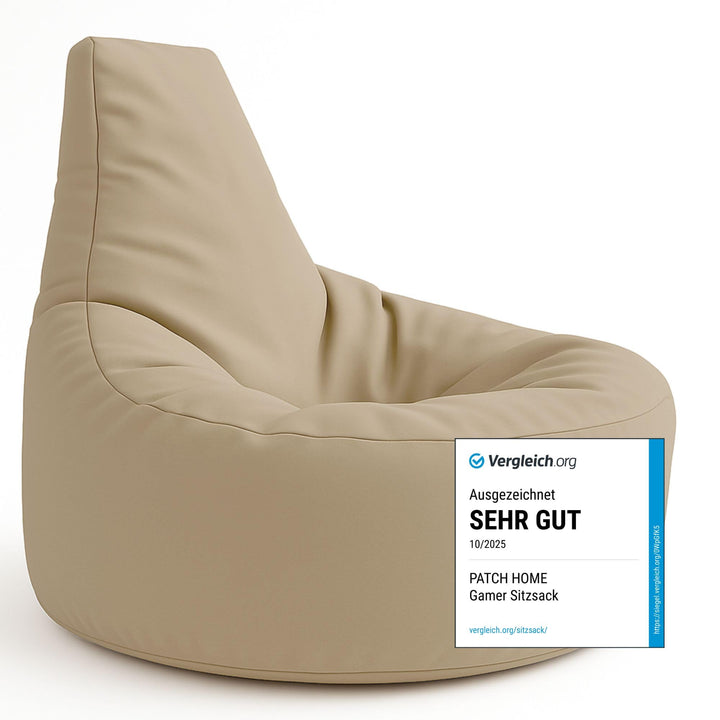 PATCH HOME Gamer Kissen & Lounge Sitzsack – befüllbar mit Reissverschluss, gefüllt mit Styropor, gee