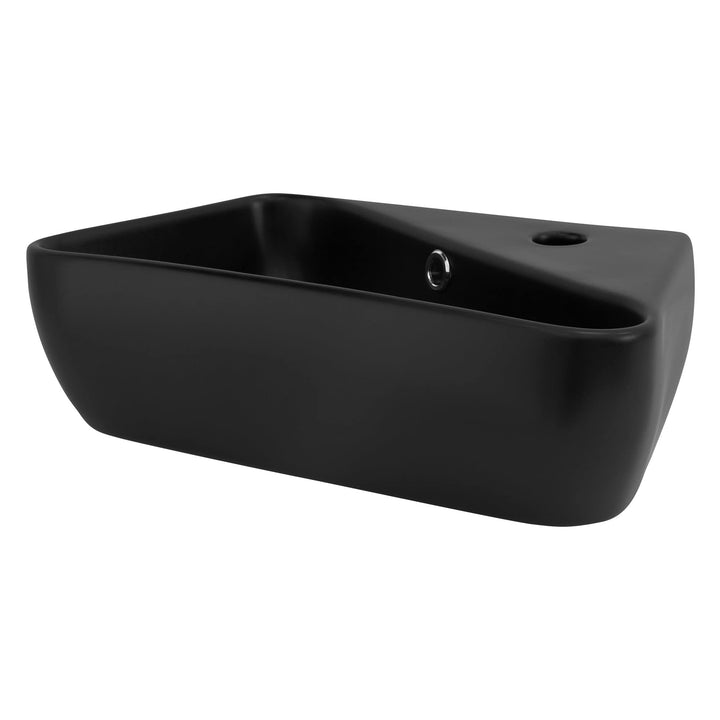 ML-Design Waschbecken aus Keramik in Schwarz matt 45x27x13 cm, Eckig, Hahnloch rechts, Wandmontage/A