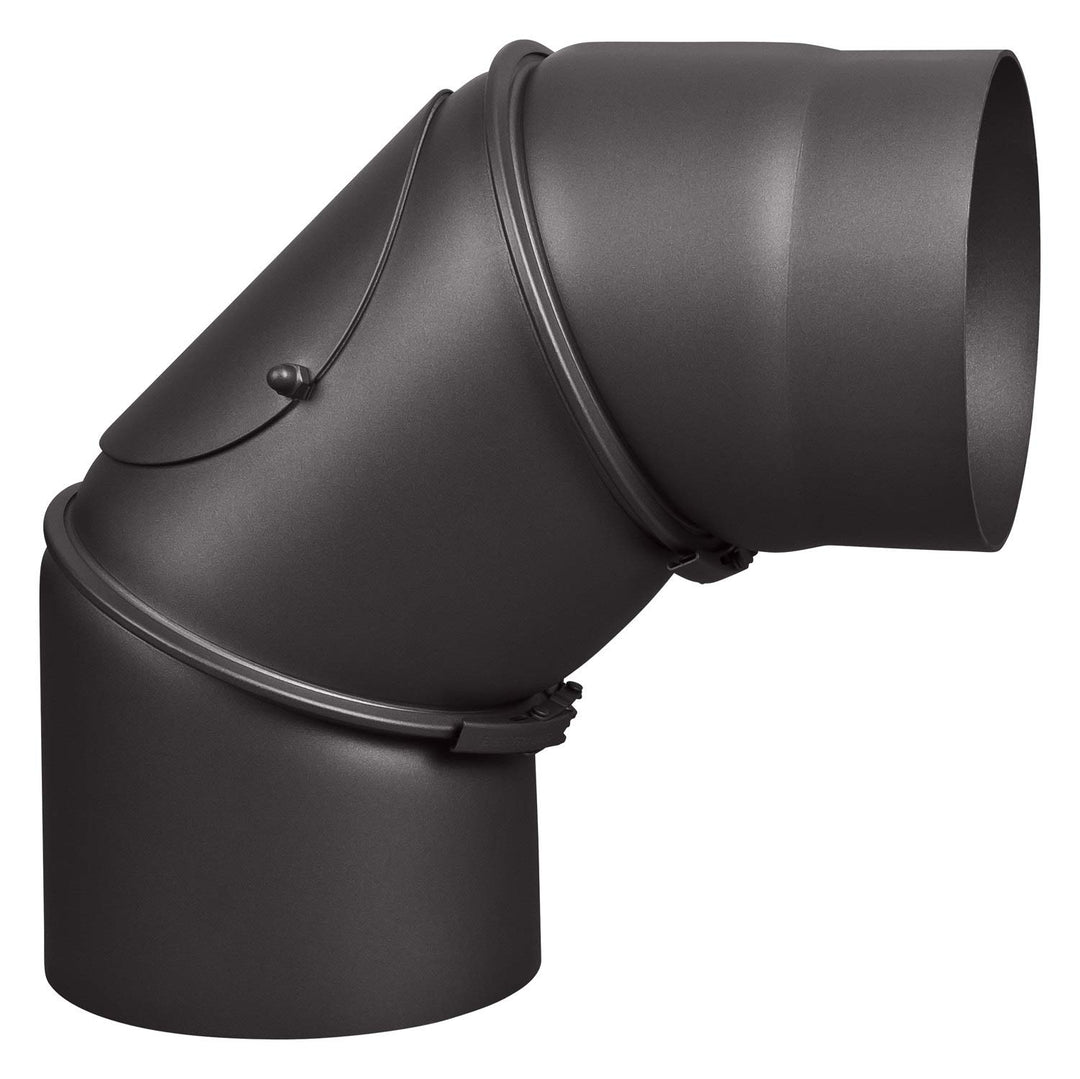 Rauchrohr Ø160mm Bogen 0-90° verstellbar mit Tür schwarz metallic Ofenrohr Kaminrohr Bogen 0-90° mit