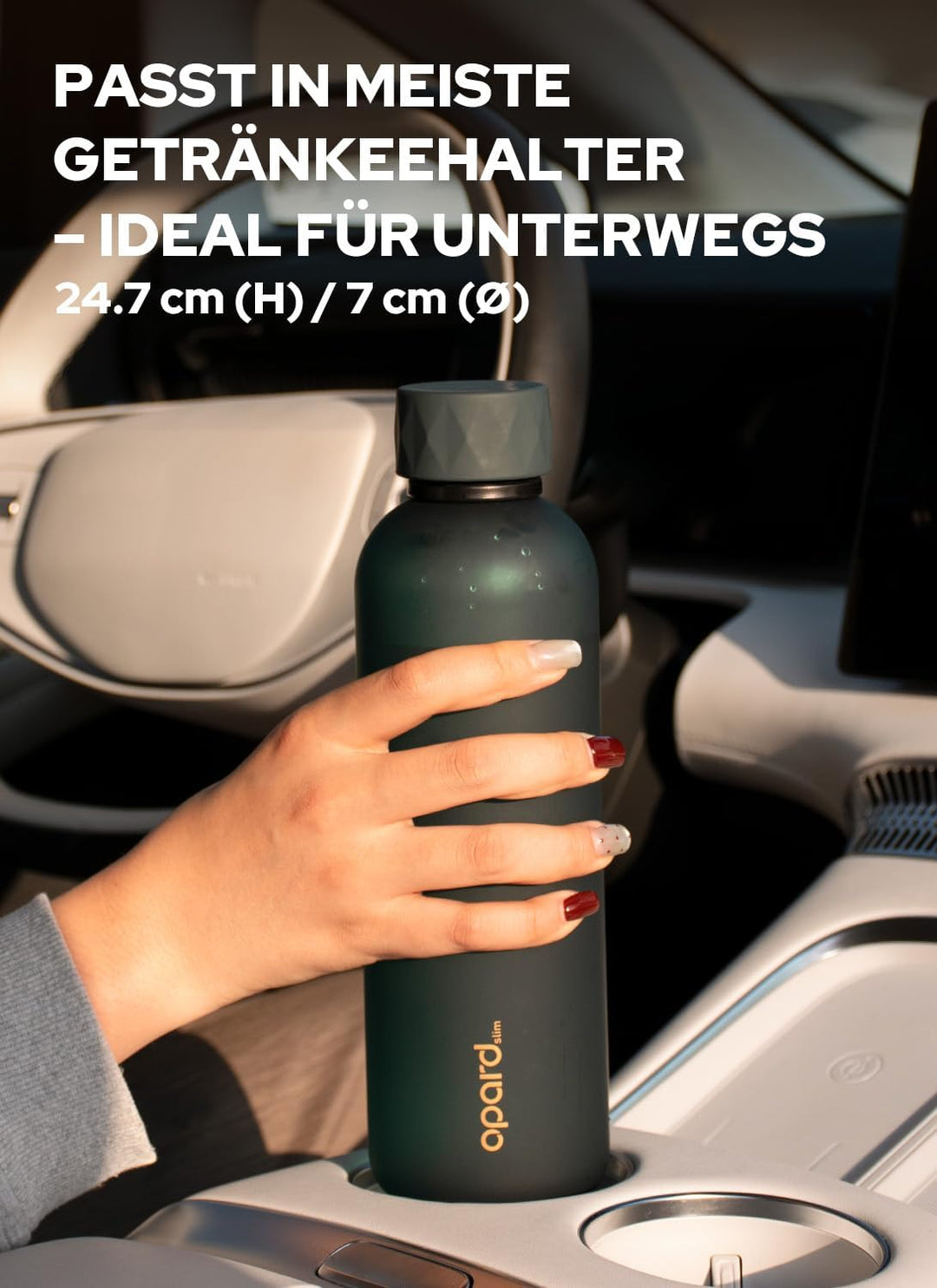Opard Slim Pro Trinkflasche 800ml, Kohlensäuregeeignete Wasserflasche mit facettiertem gummiertem Gr