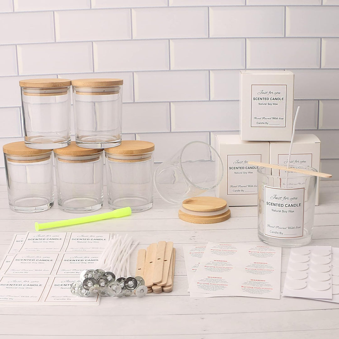 MILIVIXAY Klare Kerzengläser aus Glas mit Deckeln und Kerzenherstellungs-Sets, leere Kerzengläser im