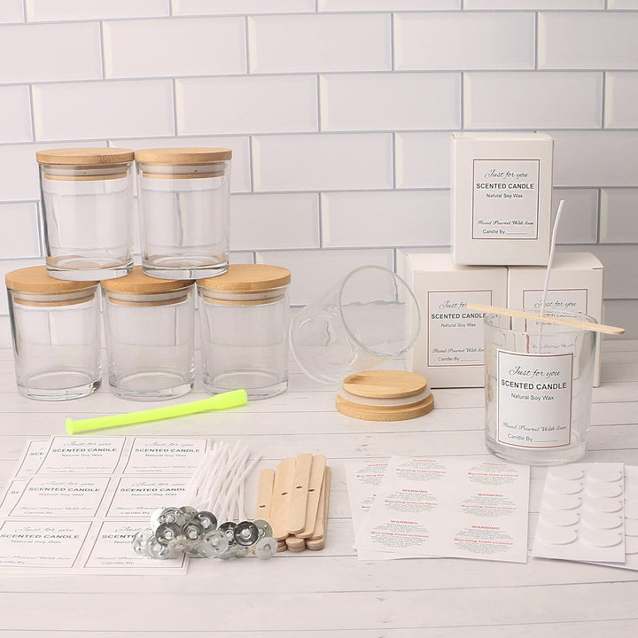 MILIVIXAY Klare Kerzengläser aus Glas mit Deckeln und Kerzenherstellungs-Sets, leere Kerzengläser im