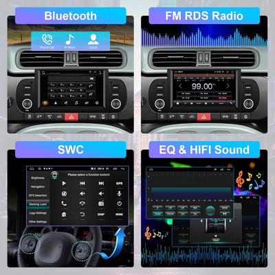 Podofo Autoradio für FIAT Panda 2013-2020 mit Kabelloses Apple Carplay Android Auto Bluetooth Bildsc