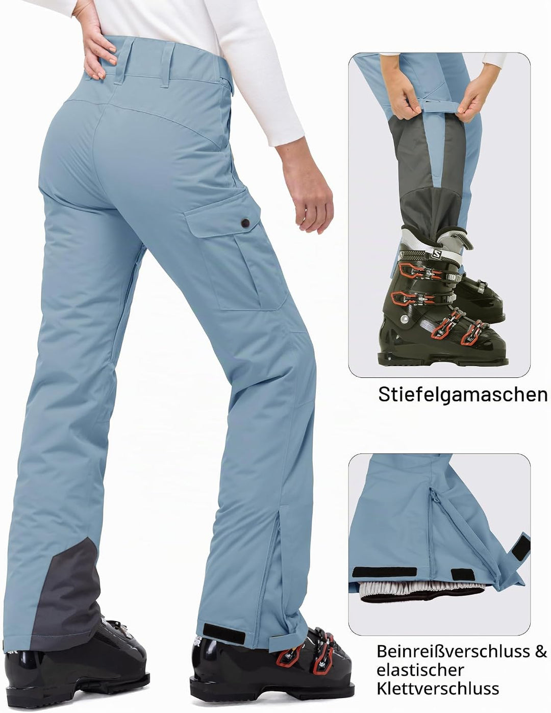 33,000ft Damen Skihose Outdoorhose Wasserdicht Winddichte Softshellhose Warme Gefütterte Thermohose