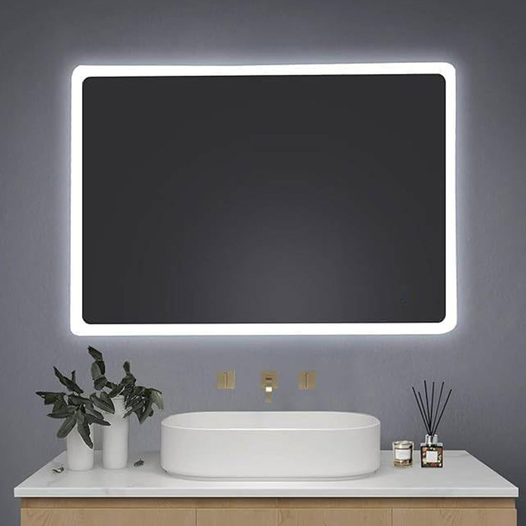 AllRight Badspiegel mit Beleuchtung 60x40cm | Dimmbarer LED Spiegel mit 3 Lichtfarben | IP54 Wasserg