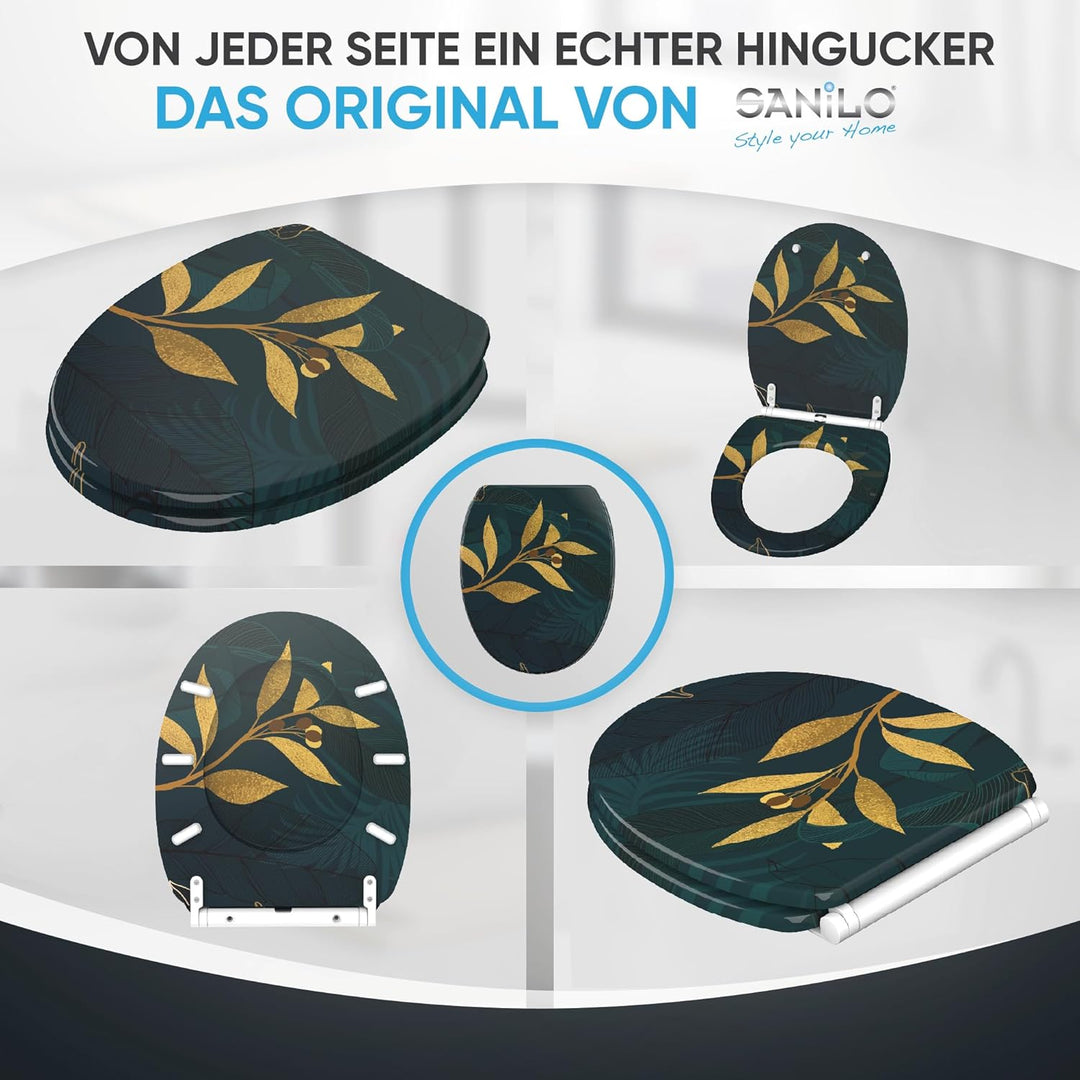 Sanilo WC Sitz mit Absenkautomatik & Schnellverschluss, Toilettendeckel per Knopfdruck abnehmbar, ei