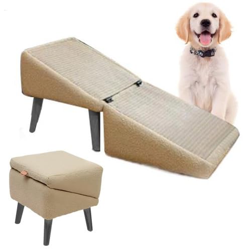 Hunderampe for Bett Sofa, Faltbare Hundetreppe, Tragbarer Fusshocker Für Kleine Mittelgrosse Hund, L