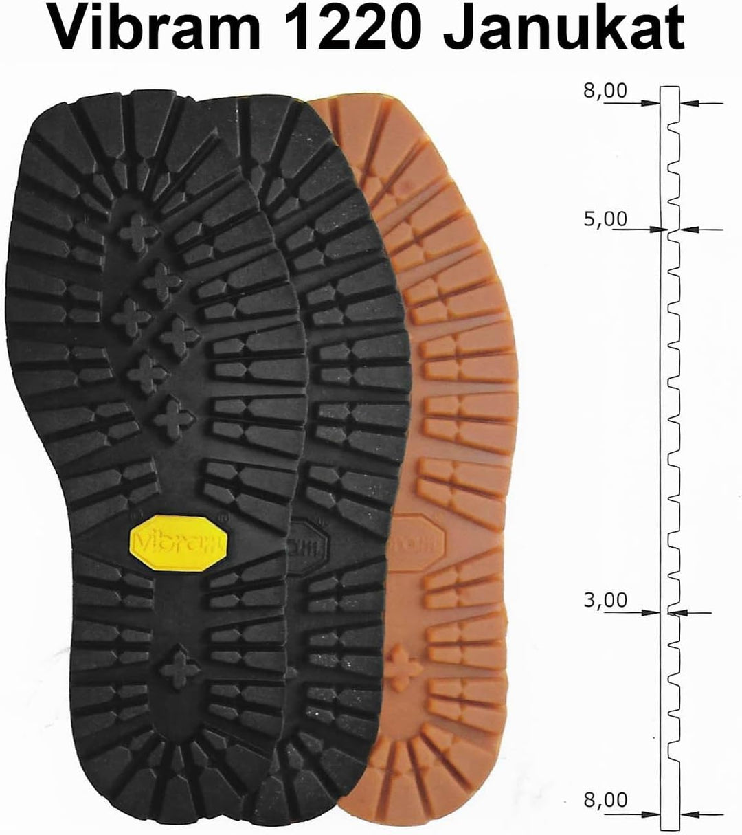 Langlauf Schuhbedarf® Exclusiv Vibram 1220 Flachsohle Jankuat für Wanderschuhe schwarz + 120g Kövulf