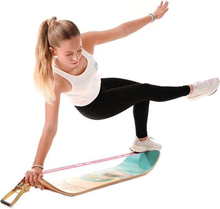 F2 Balance Board Surfline Board Slackline Training 105x27,5cm Farbe wählbar Schwarz 105x27,5cm, Schw