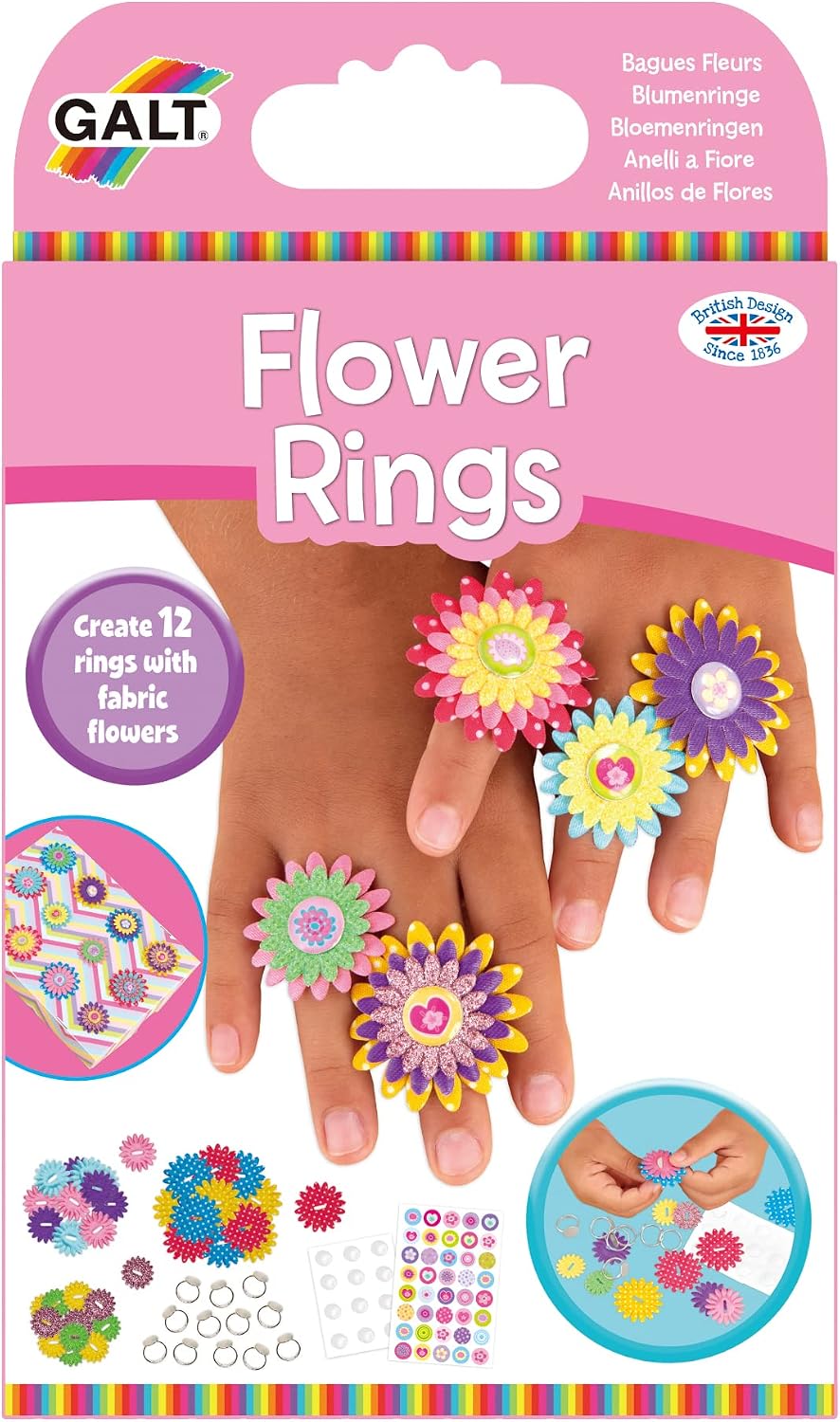 Galt Toys, Flower Rings, Bastelset für Kinder, Ringe aus Blumen selber gestalten, ab 6 Jahren