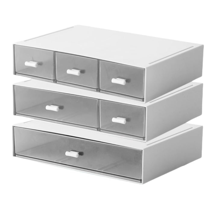 3 Stück Schreibtisch Organizer mit 6 Schubladen, Stapelbare Schubladenbox, Schreibtisch Organisation