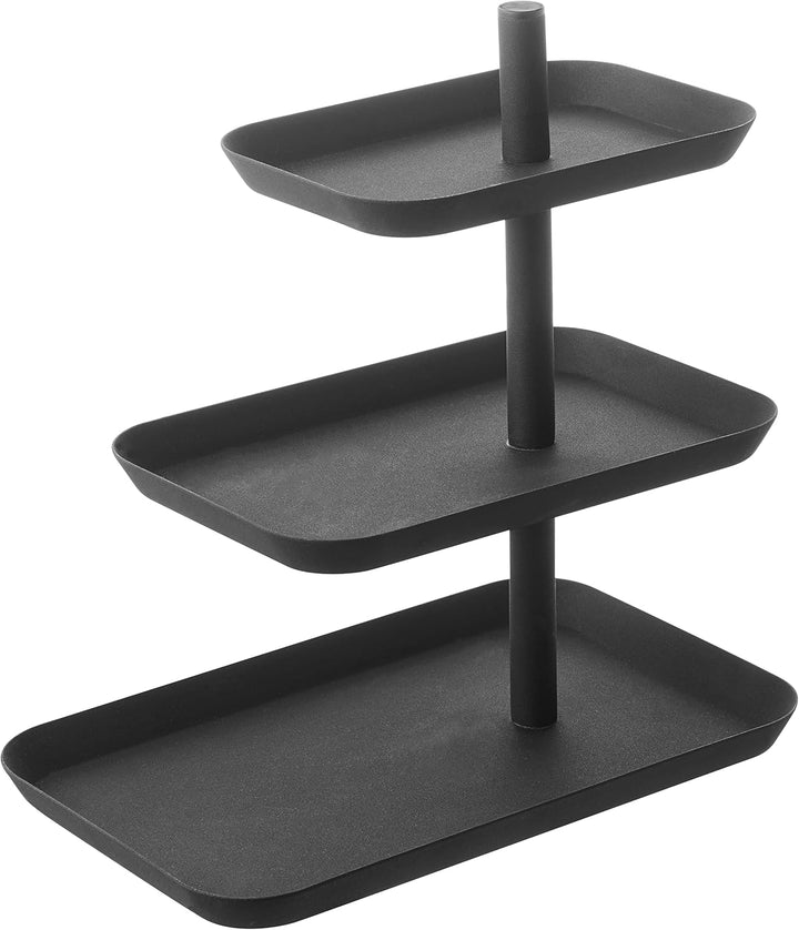 Yamazaki 4281 TOWER Etagere mit 3 Ebenen, schwarz, Stahl, Minimalistisches Design Schwarz Single, Sc
