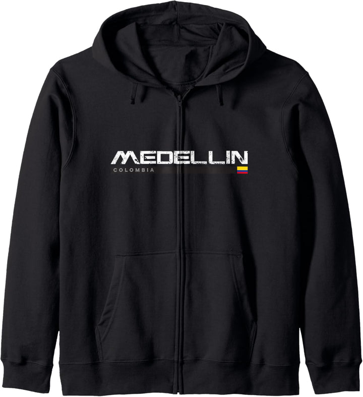 Medellin Colombia Weinlese Retro Kapuzenjacke