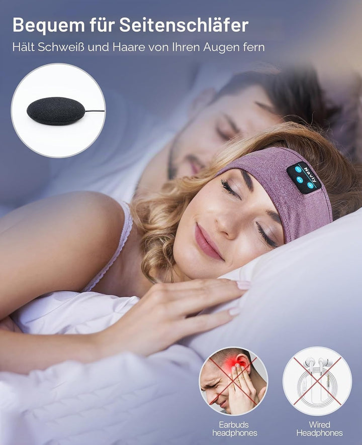 Navly Schlafkopfhörer Bluetooth Stirnband – 5.4 kabellose Kopfhörer mit 14h Akkulaufzeit & 4mm ultra
