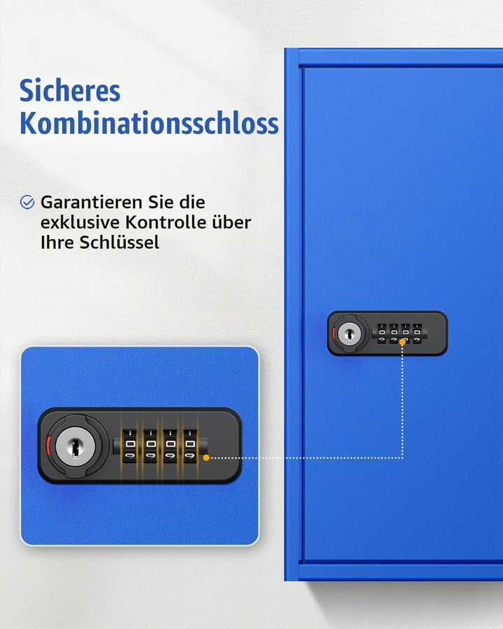 Uniclife Schlüsselschrank 60 Fächer mit Zahlenschloss und Schlüsselschloss resettierbar digitaler Si