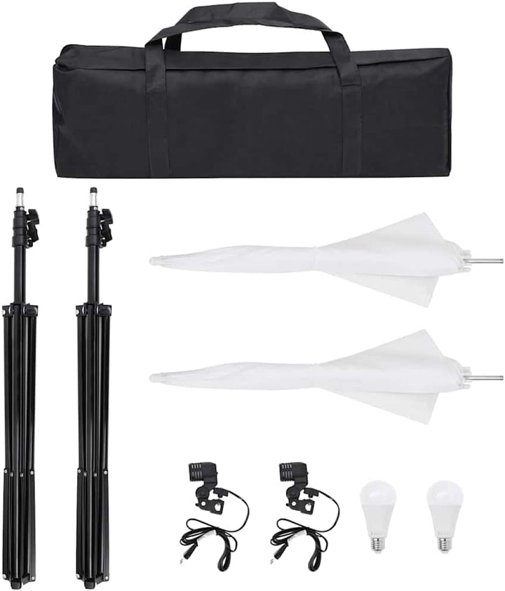 Fotostudio-Set mit Beleuchtung, Hintergrund und Reflektor für professionelle Porträt- und Produktfot