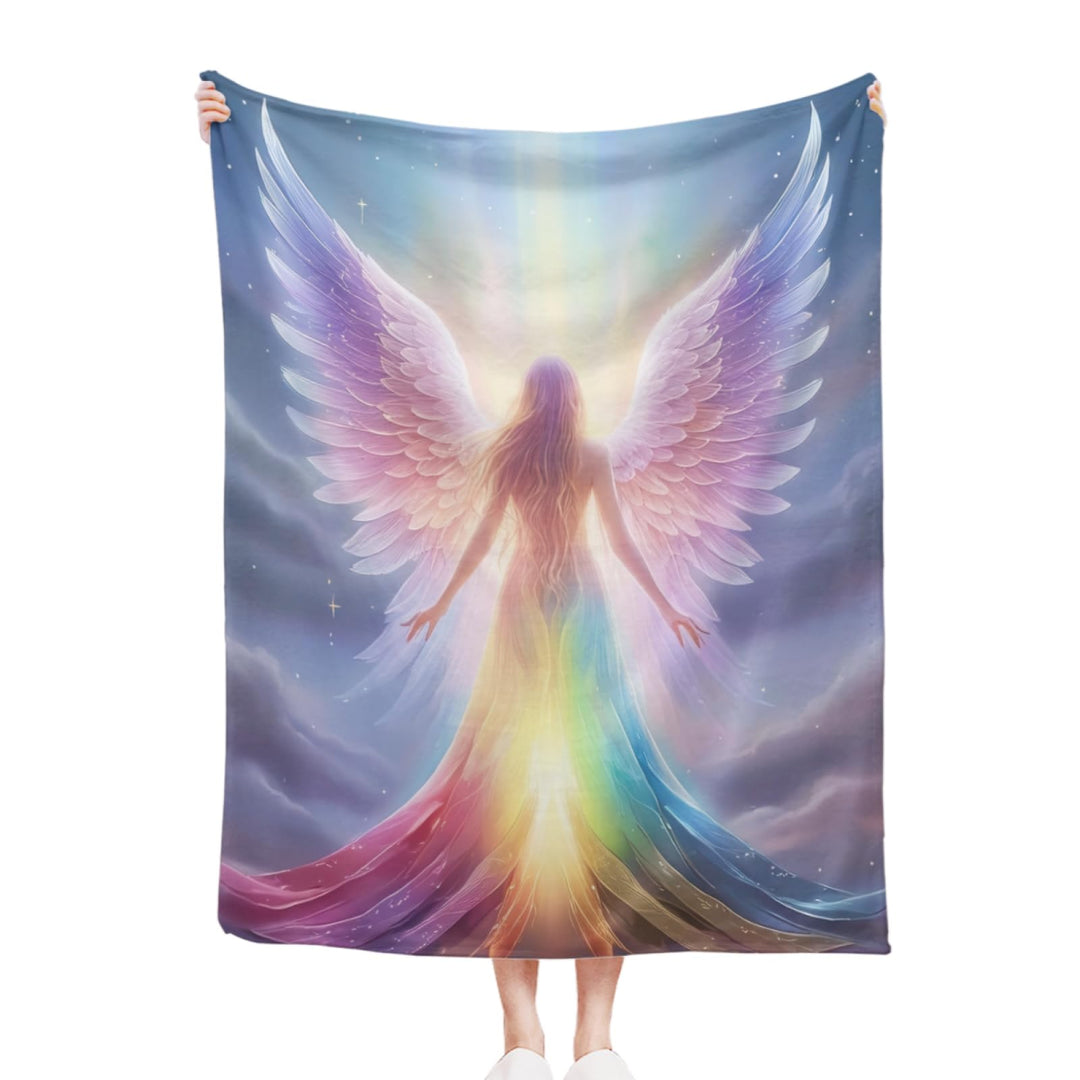 Kuscheldecke Flauschig Geschenke für Sie, 130x150 cm Engel Motiv | Fleecedecke Wohnzimmerdecke Decke