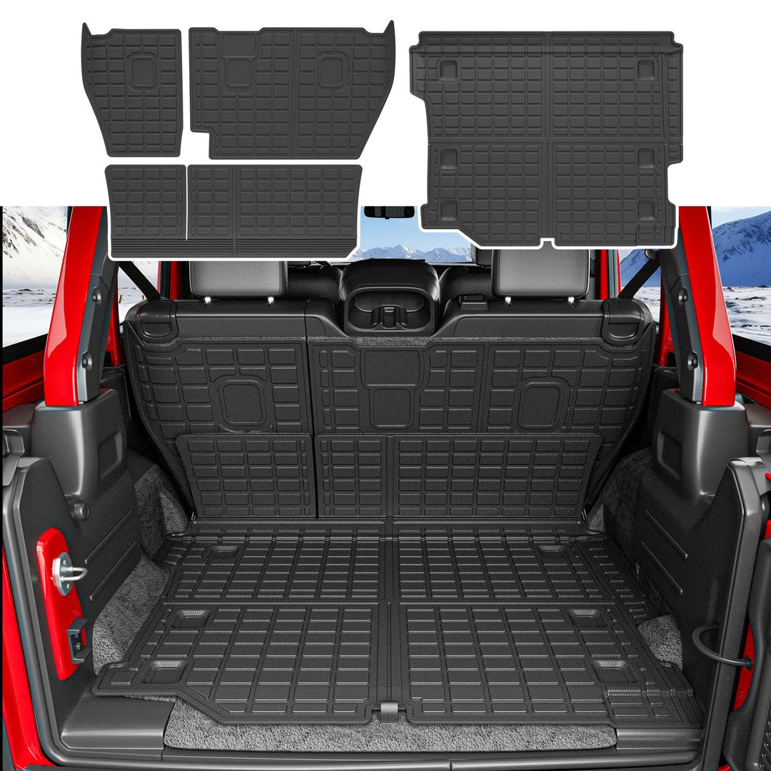 xipoqix Kofferraummatte kompatibel mit Jeep Wrangler JL Unlimited 4X4 TPE Cargo Liner Kofferraummatt