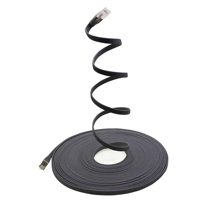 1aTTack.de 10m - schwarz - 5 Stück Cat7 Flachkabel Netzwerkkabel Cat 7 Rohkabel Gigabit Lan (10Gbit/