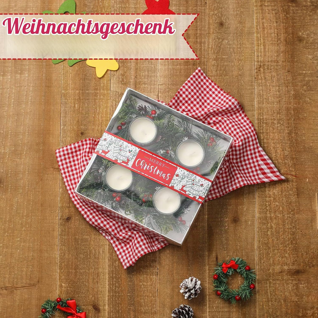 FUND AMLIGHT Weihnachten Teelichthalter Votivkerzenhalter für Tischdekoration 4-teilig, Adventskranz