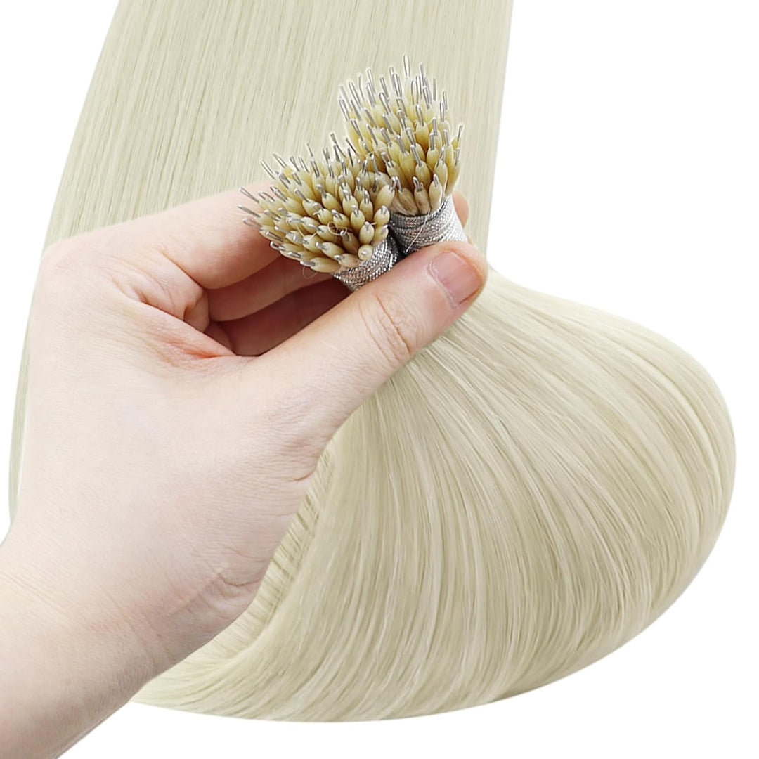 YoungSee Nanoring Extensions Echthaar Blond 50cm Nanoring Extensions Blond Nano Ring Hair Extensions