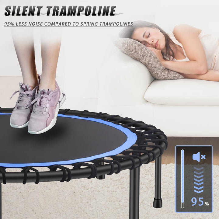 Newan Leises Mini-Trampolin, ca. 100 bis 120 m, für Fitness, Cardio-Training für Erwachsene, maximal