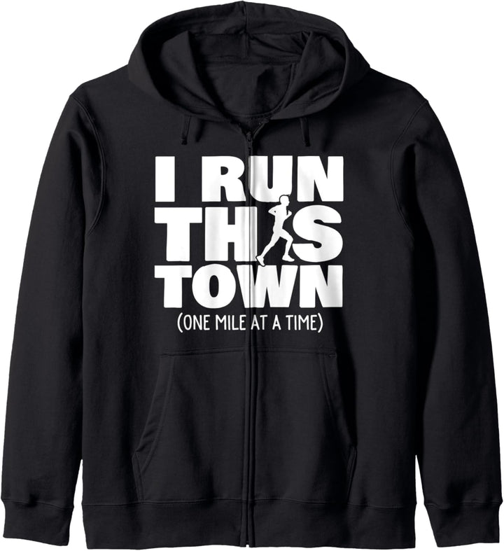 I Run This Town (One Mile At A Time) Male Running Kapuzenjacke