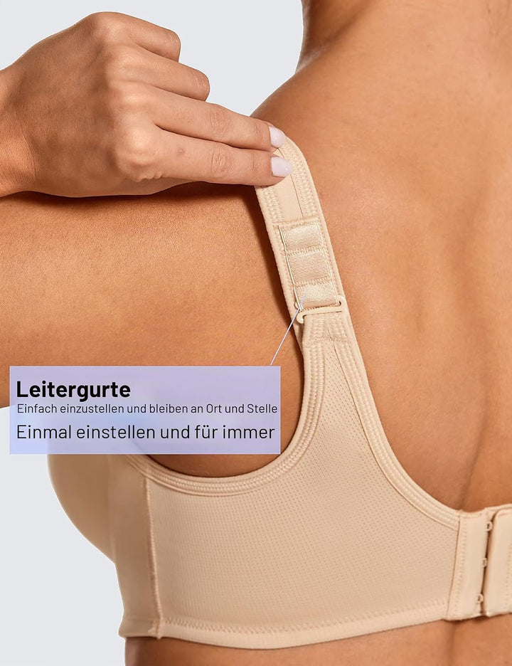 SYROKAN Damen Sport BH Starker Halt | mit Bügel, Grosse Grössen, Shock Absorber, Grosse Brüste, Seam