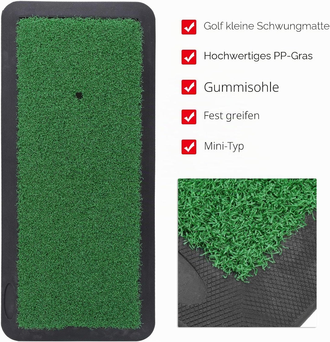 KEENSO Golf-Übungsmatte, Kunstrasen-Gummipolster, Golfschwung-Übungsmatte, für drinnen und draussen,