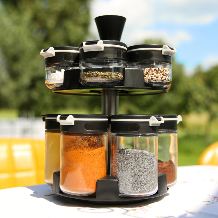 your GEAR Gewürzstreuer Double-Flip - Gewürzdosen in 2 Grössen (200ml + 85ml) aus Glas mit drehbarem