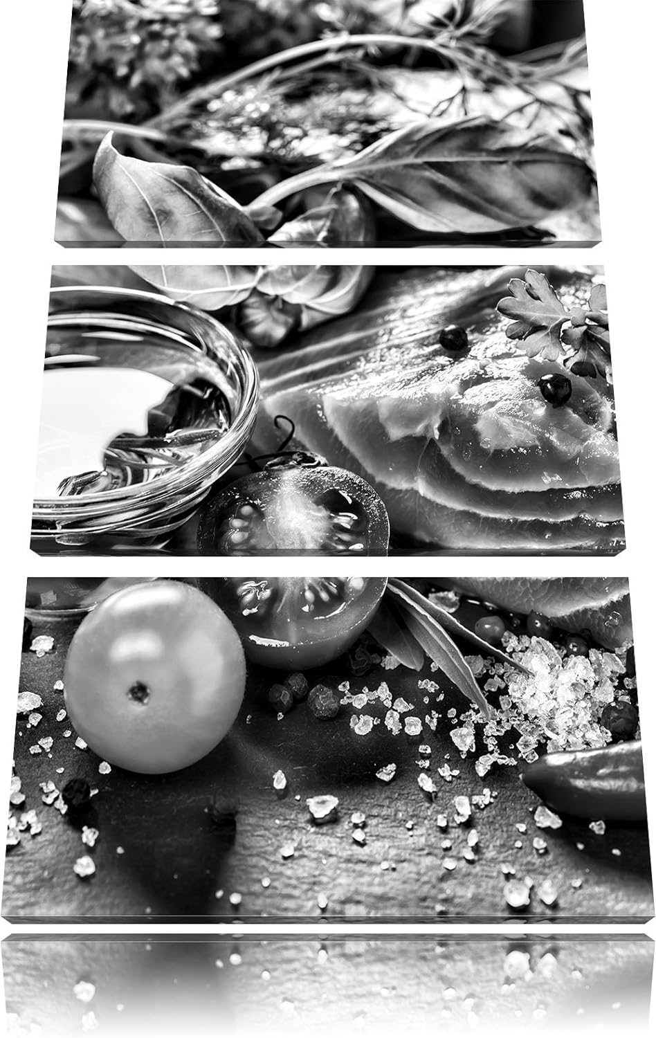 Pixxprint Frisches Seelachsfilet als Leinwandbild/Grösse: 3 Teilig (120x80) cm/Wandbild/Kunstdruck/f