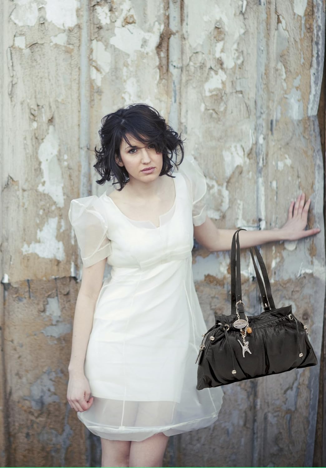 Catwalk Collection Handbags - Damen Leder Schultertasche - Handtasche Mittelgross - mit Verstellbare