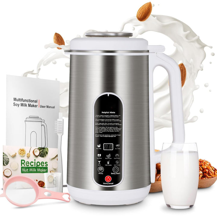 Sojamilch Maschine, Pflanzenmilchbereiter 1200ml - 7-in-1 für Mandel-, Hafer-, Nussmilch mit Selbstr
