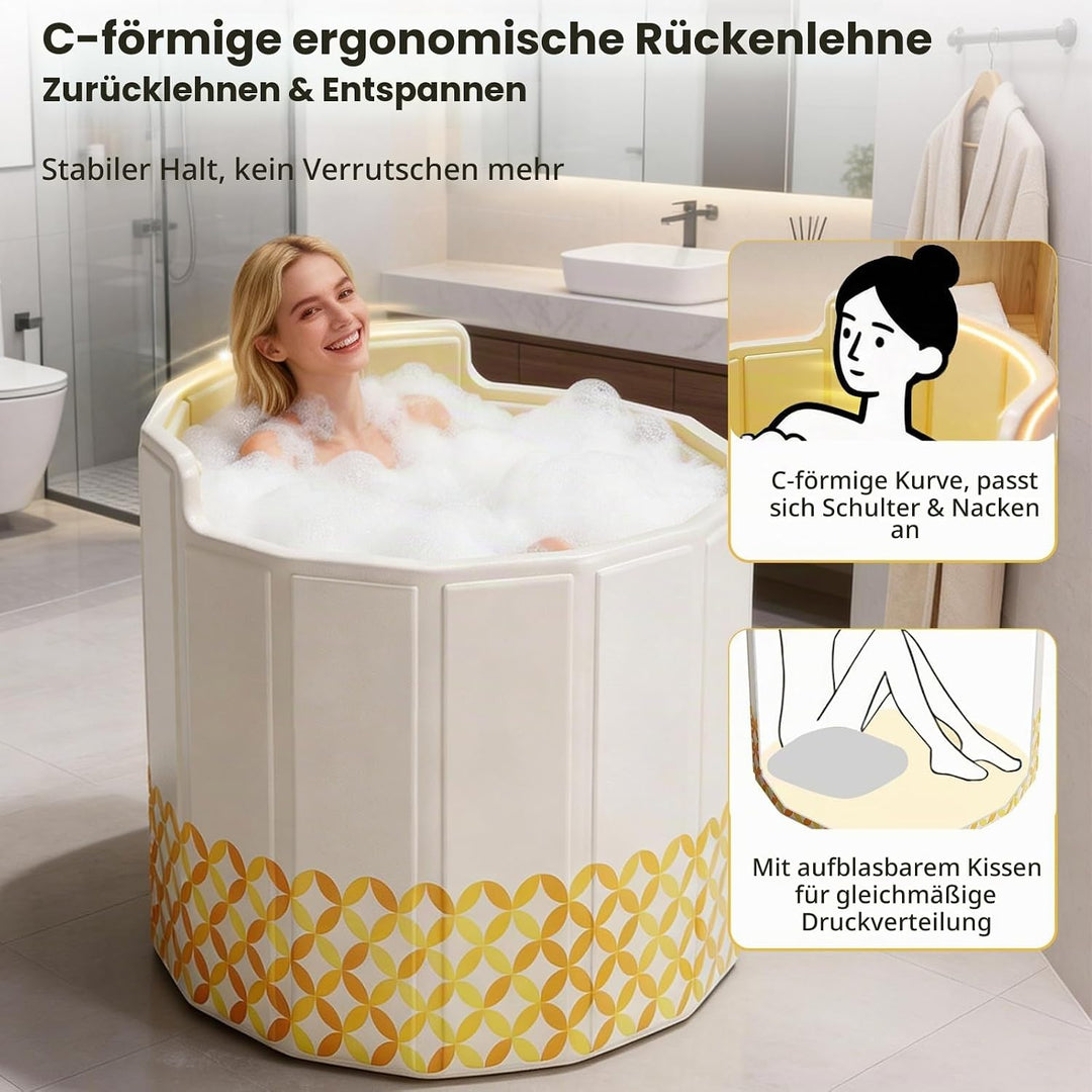 80 cm Faltbare Badewanne Erwachsene, Portable Erwachsenen-Badewanne für Dusche, Upgrade C-Förmiger R