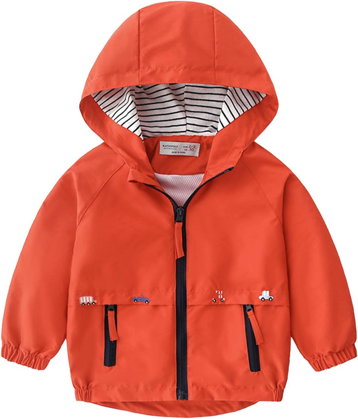 Volunboy Baby Kapuzen Jackets, Jungen Langarm Winddicht Mantel Cartoon Aufdruck Jacken 5-6 Jahre Rot