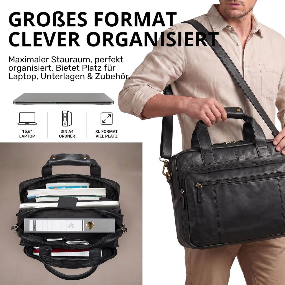 STILORD 'Experience' Vintage Lehrertasche Leder gross für Herren Damen XL Aktentasche Business Schul